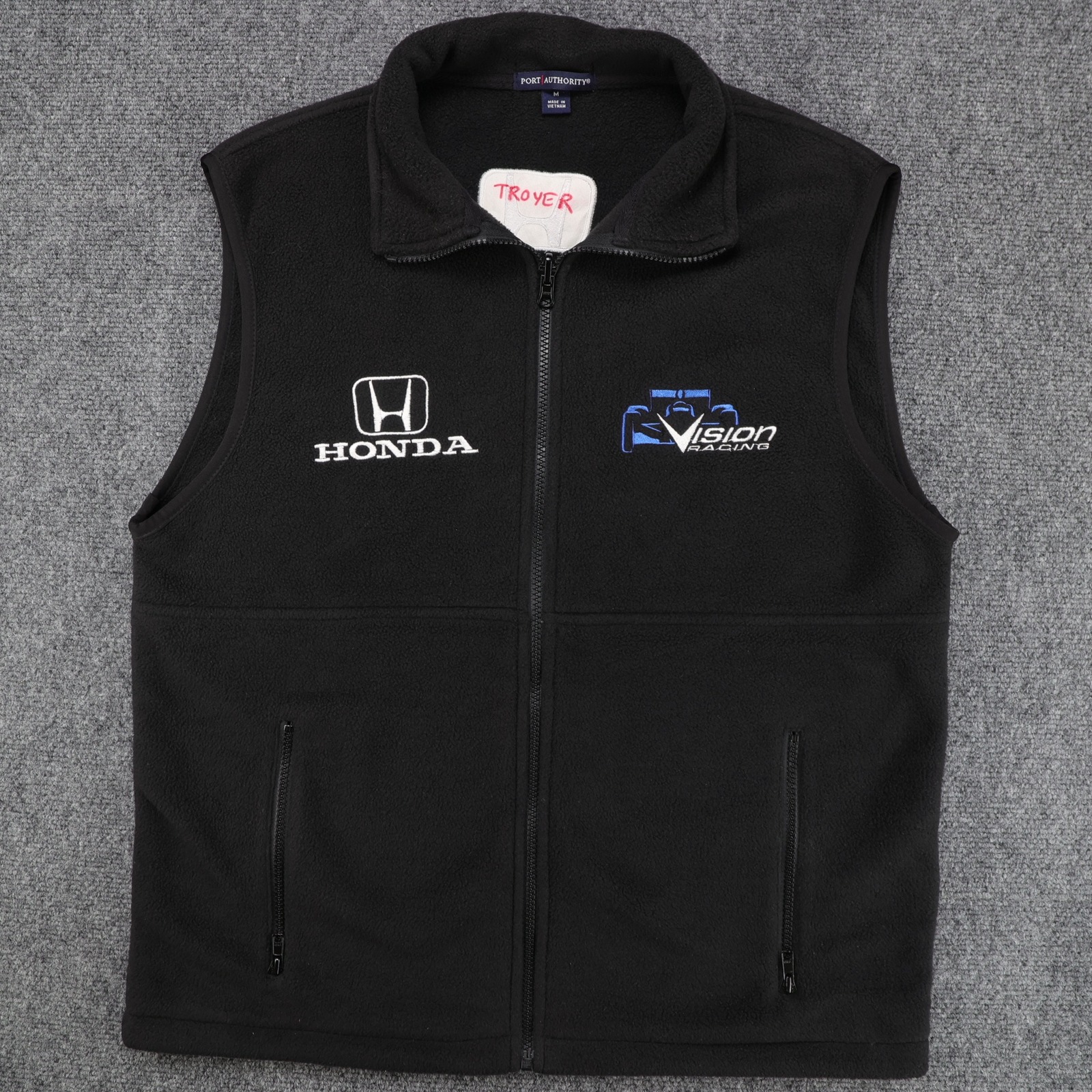 Honda Vision Racing Fleece Vest Mens Medium Black Full Zip J-777 Troyer